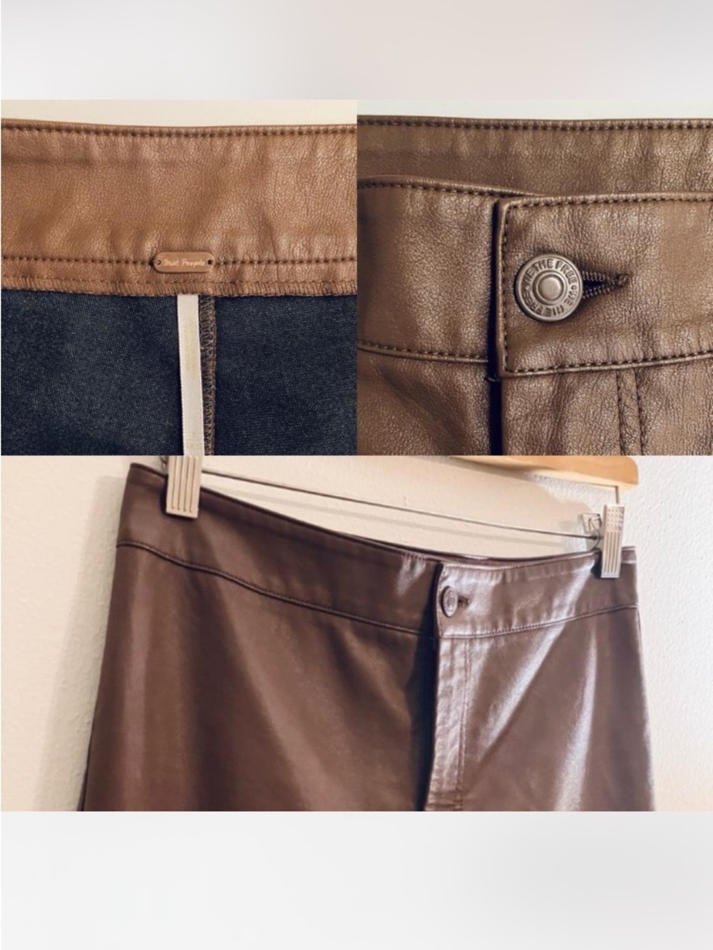 Free People Brown Ultra High-Rise Faux-leather Western Flare Boot Pants Size 8 - Picture 6 of 7